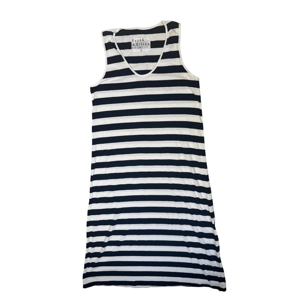 Frank & Eileen Dylan Scoop Neck Maxi Dress Tank Nautical Stripe White Navy S
